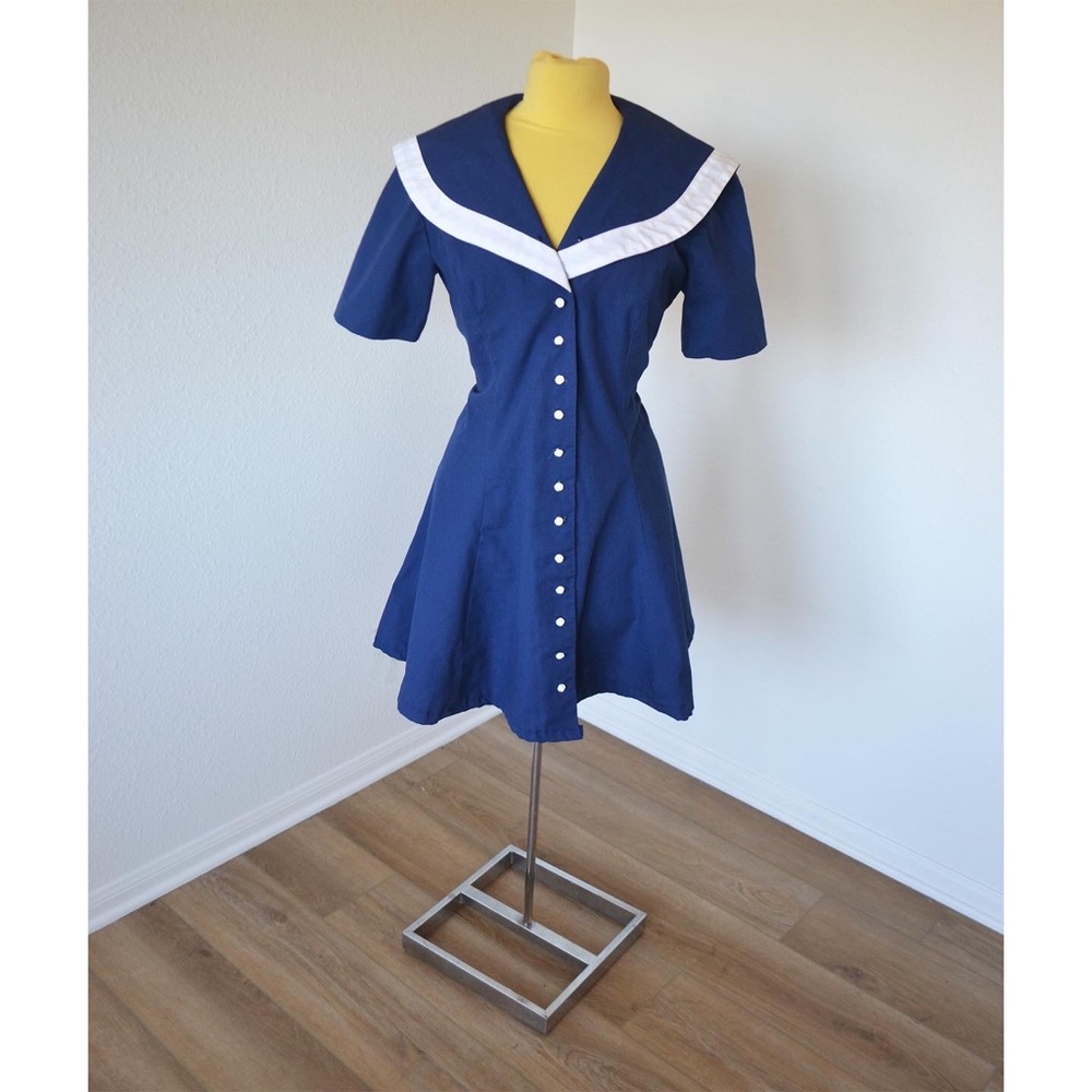Vintage 80’s Navy Sailor Dress Large